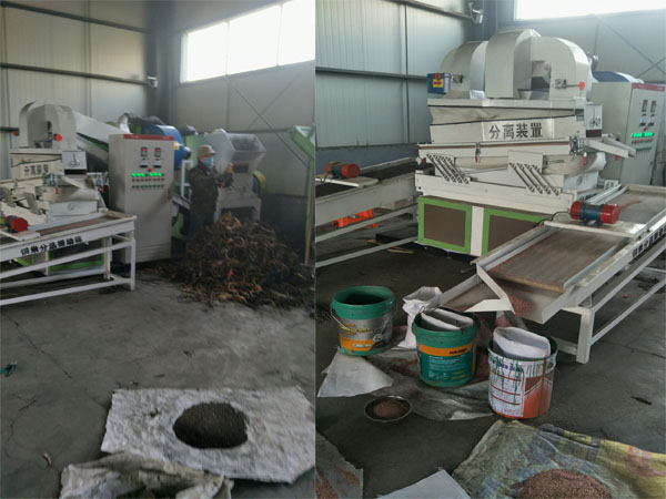 重庆500kg/h废杂线回收现场，干式铜米机出料的纯净度高
